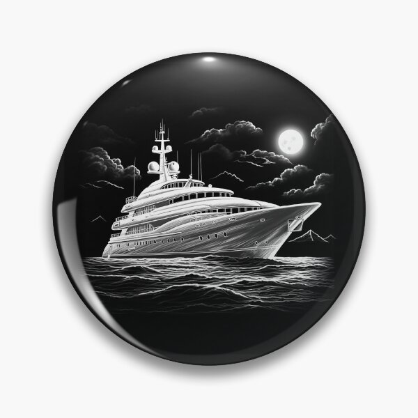 Item preview, Luxury Yacht Under Full Moon designed and sold by inkoutninja.