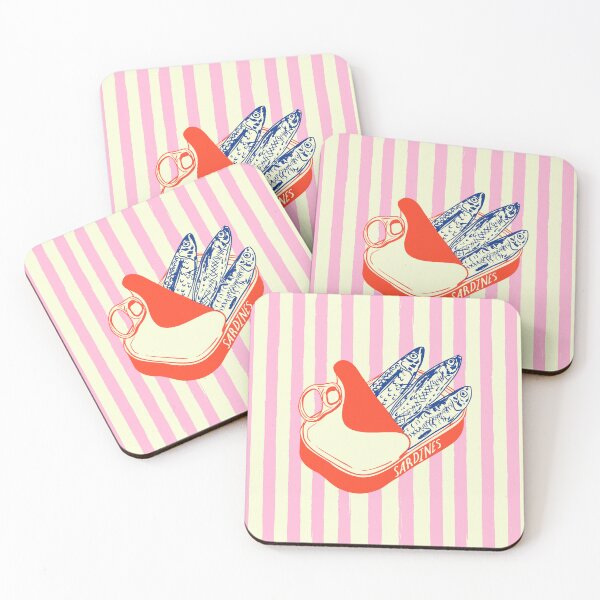 Item preview, Sardines Tin Can Coastal Summer Pink Stripes designed and sold by MaiZephyr.