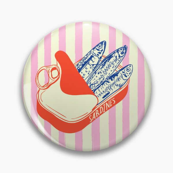 Item preview, Sardines Tin Can Coastal Summer Pink Stripes designed and sold by MaiZephyr.