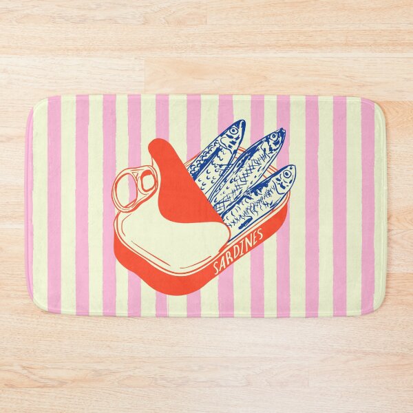 Item preview, Sardines Tin Can Coastal Summer Pink Stripes designed and sold by MaiZephyr.