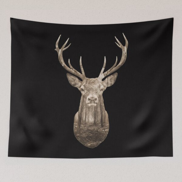 Item preview, Sepia Stag Forest Double Exposure designed and sold by AwesomeBeyondLimits.