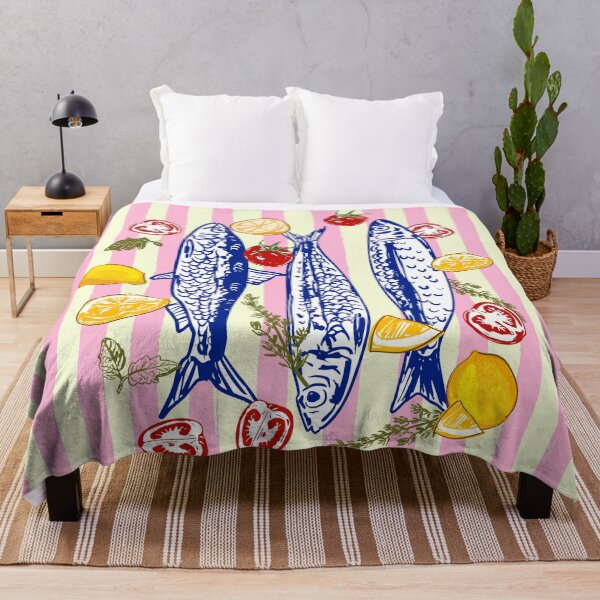 Item preview, Mediterranean Sardines Lemons and Tomatoes Coastal Summer Art designed and sold by MaiZephyr.