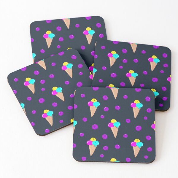 Item preview, Summer bright seamless vector pattern with blueberries and ice cream in a cone on a dark background designed and sold by OlhaBondarenko.