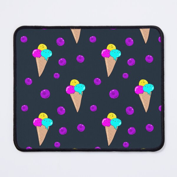 Item preview, Summer bright seamless vector pattern with blueberries and ice cream in a cone on a dark background designed and sold by OlhaBondarenko.