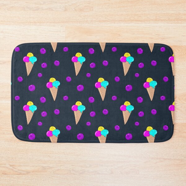 Item preview, Summer bright seamless vector pattern with blueberries and ice cream in a cone on a dark background designed and sold by OlhaBondarenko.