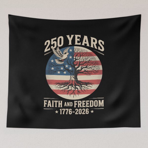 Item preview, 250 Years Faith Freedom Tree Cross 250th Anniversary USA designed and sold by TyraYoung.