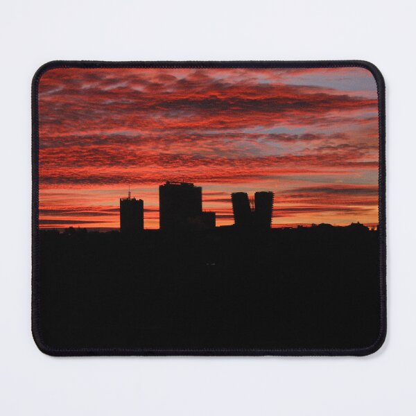 Item preview, Winter Sunrise — Red Sky Cityscape designed and sold by WanderGrainFilm.