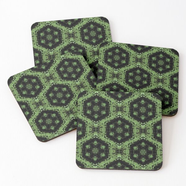 Item preview, Boho Hexagon Mandala Pattern in Green and Black designed and sold by Artistestella.