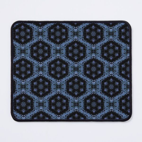 Item preview, Boho Hexagon Mandala Pattern in Black and Blue designed and sold by Artistestella.