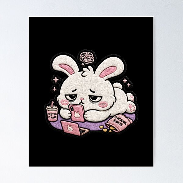 Item preview, Chronically Online Rabbit Embroidery Patch designed and sold by ColorSplash123.