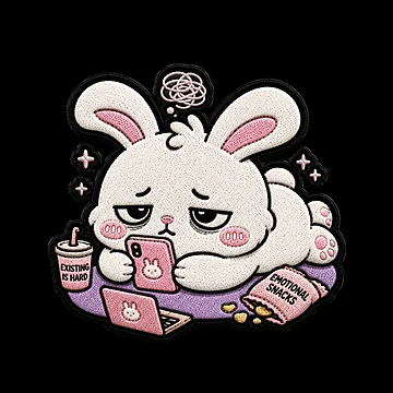 Artwork thumbnail, Chronically Online Rabbit Embroidery Patch by ColorSplash123