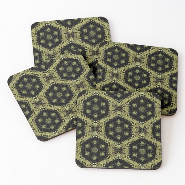 Item preview, Boho Hexagon Mandala Pattern in Black and Yellow designed and sold by Artistestella.