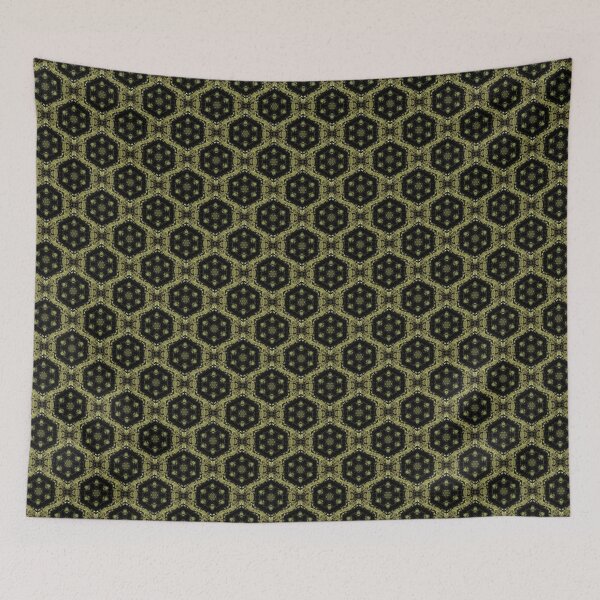 Item preview, Boho Hexagon Mandala Pattern in Black and Yellow designed and sold by Artistestella.
