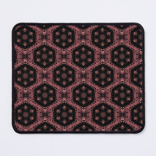 Item preview, Boho Hexagon Mandala Pattern in Black and Burgundy designed and sold by Artistestella.