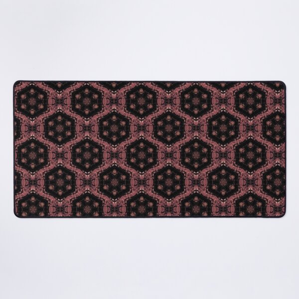 Item preview, Boho Hexagon Mandala Pattern in Black and Burgundy designed and sold by Artistestella.