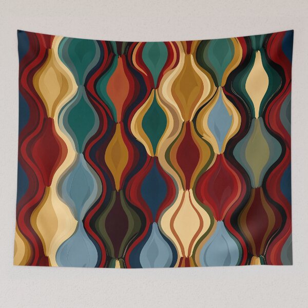 Item preview, Retro Mid-Century Ogee Wave - Jewel Tone Boho Seamless Pattern designed and sold by UniqueDesign751.