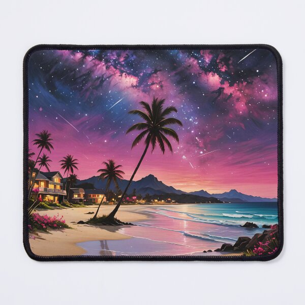Item preview, Purple Sunset Beach – Coastal Homes Palm Evening Lights designed and sold by EmeraldeaArt.