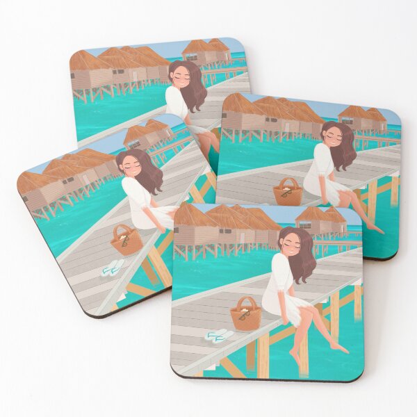 Item preview, Maldives Tropical Beach Illustration designed and sold by beachlifeshop.