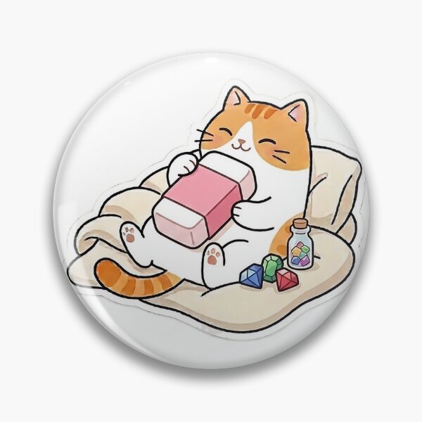 Item preview, Cute Orange Tabby Cat Hugging Pink Eraser Kawaii Stationery Illustration designed and sold by NoopnyangStudio.