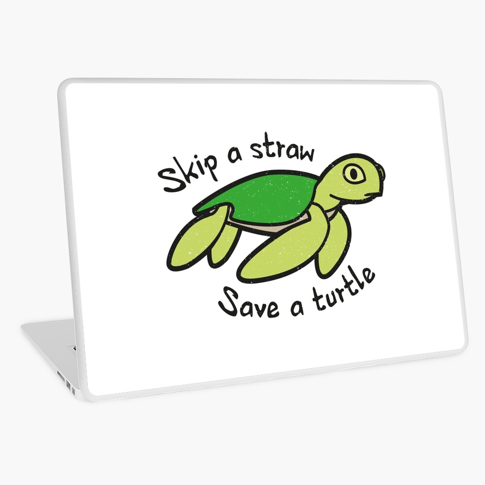 Inktastic Skip a Straw Save a Turtle with Cute Green Sea Turtle