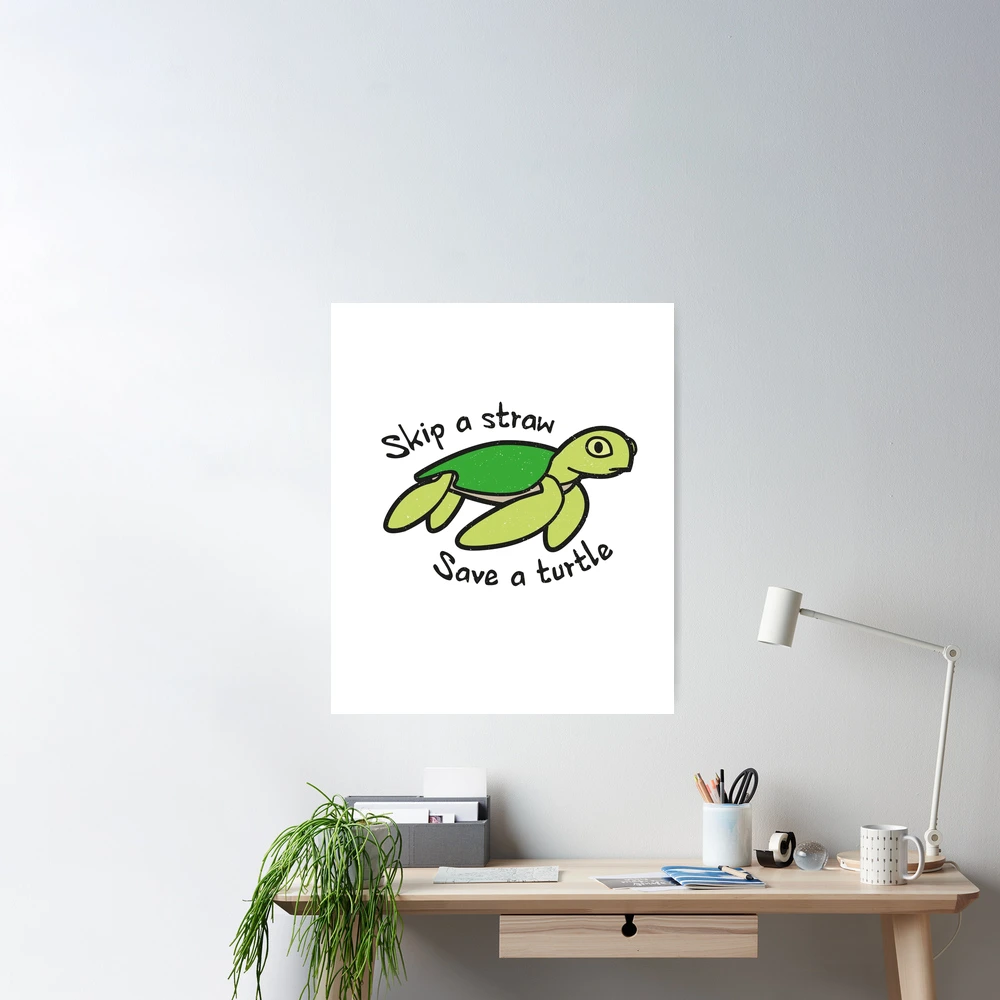 Skip a straw save a turtle Painting by Norman W - Pixels