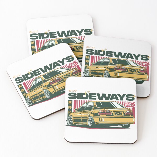 Item preview, Sideways オレンジ - JDM VIP Sedan New Era Rear View Gold Poster designed and sold by Pupung oktavian.