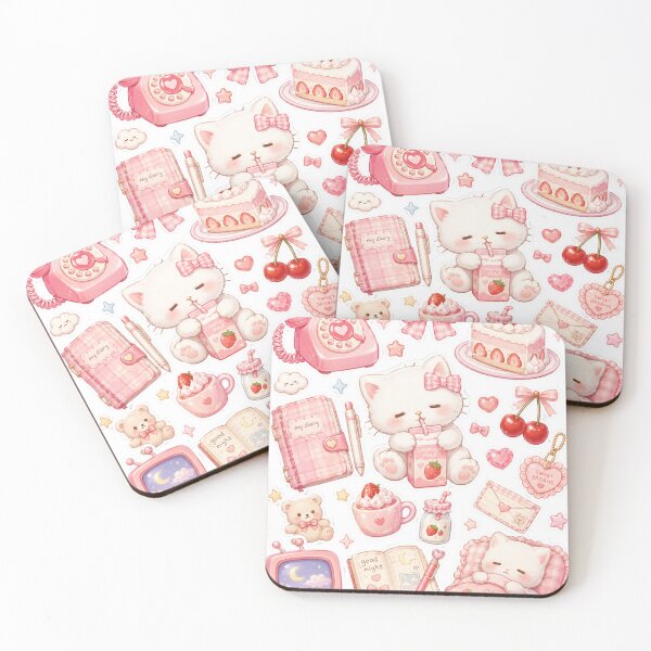 Item preview, Kawaii Pink Cat Sticker Collage designed and sold by Morivelle.