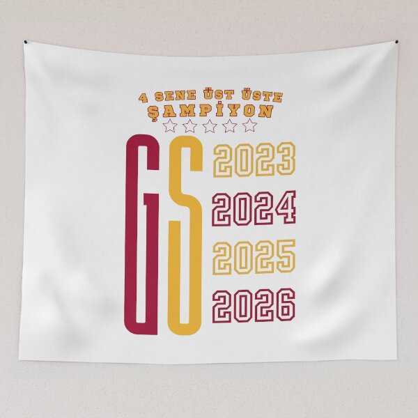 Item preview, White Galatasaray 4 Years Consecutive Champions 2023-2026 Football Design designed and sold by tarzbol.