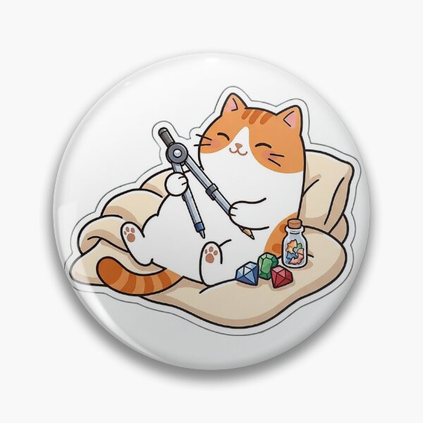 Item preview, Cute Orange Cat Using Drawing Compass Kawaii Stationery Illustration designed and sold by NoopnyangStudio.