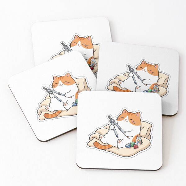 Item preview, Cute Orange Cat Using Drawing Compass Kawaii Stationery Illustration designed and sold by NoopnyangStudio.