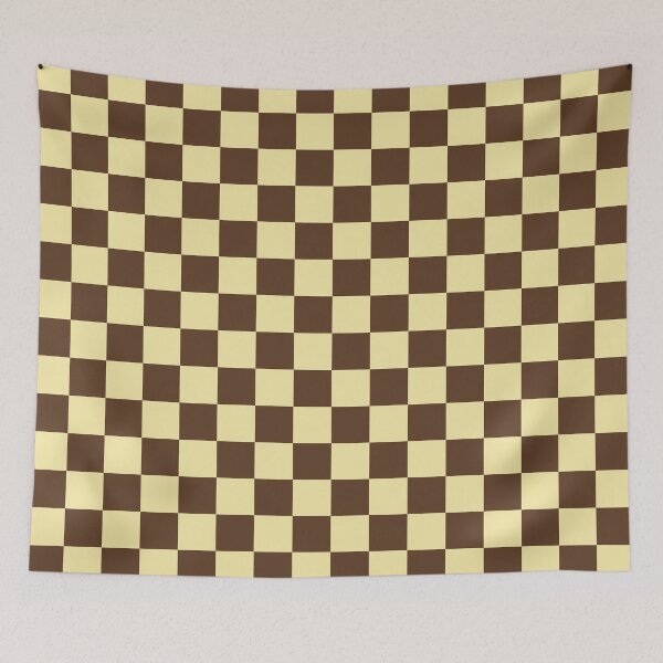 Item preview, Checkered Check Pattern in Butter Yellow and Chocolate Brown designed and sold by kierkegaard.