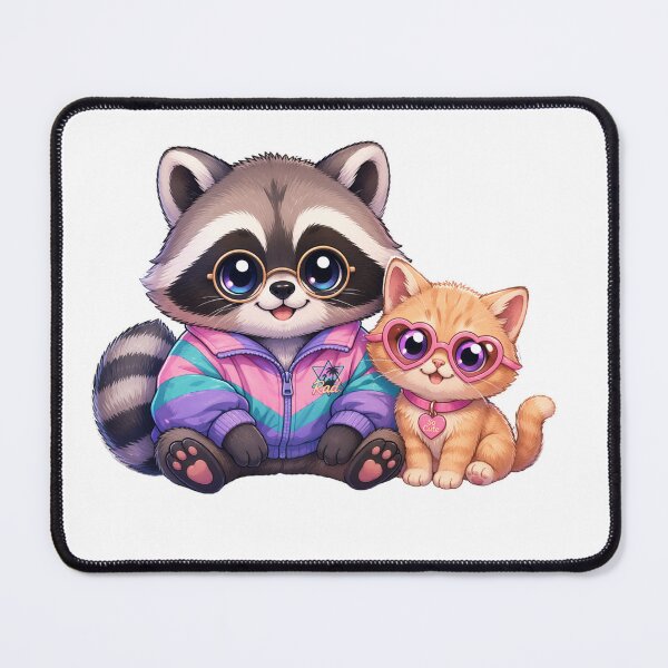 Item preview, Retro Arcade Pastel Critters T-Shirt | Vaporwave Kawaii Raccoon & Cat designed and sold by Ashley critters.