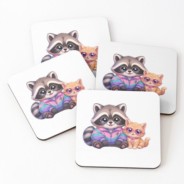Item preview, Retro Arcade Pastel Critters T-Shirt | Vaporwave Kawaii Raccoon & Cat designed and sold by Ashley critters.