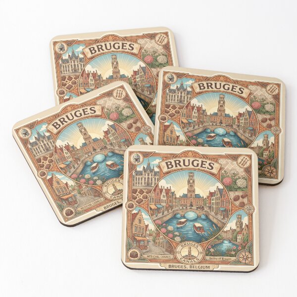 Item preview, Bruges Medieval Canals & Travel Poster Illustration designed and sold by Alice Cristalis.