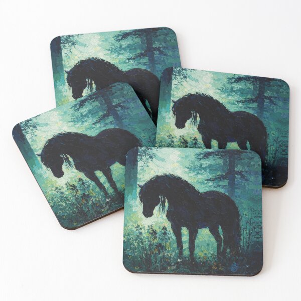Item preview, Mysterious Black Horse in the Forest designed and sold by RamyGallery.
