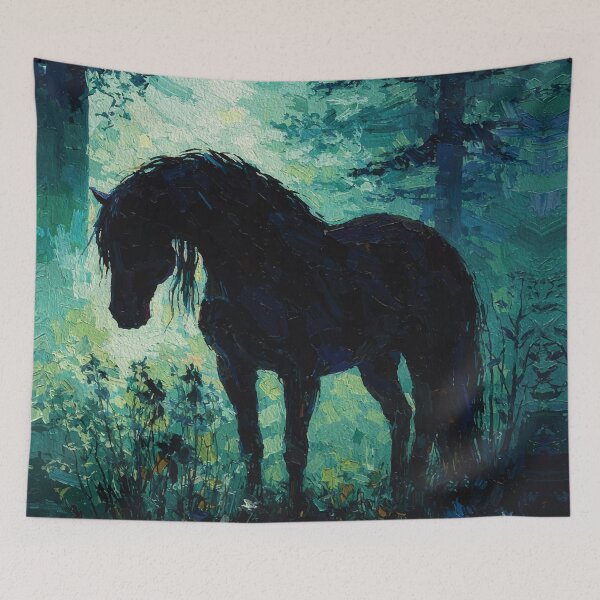 Item preview, Mysterious Black Horse in the Forest designed and sold by RamyGallery.