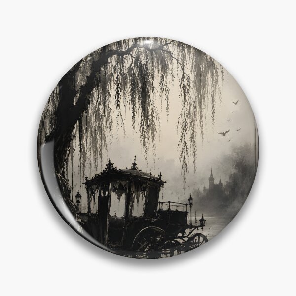 Item preview, The Abandoned Carriage | Victorian Gothic Ink Wash Silhouette Art designed and sold by Studio77-Gothic.