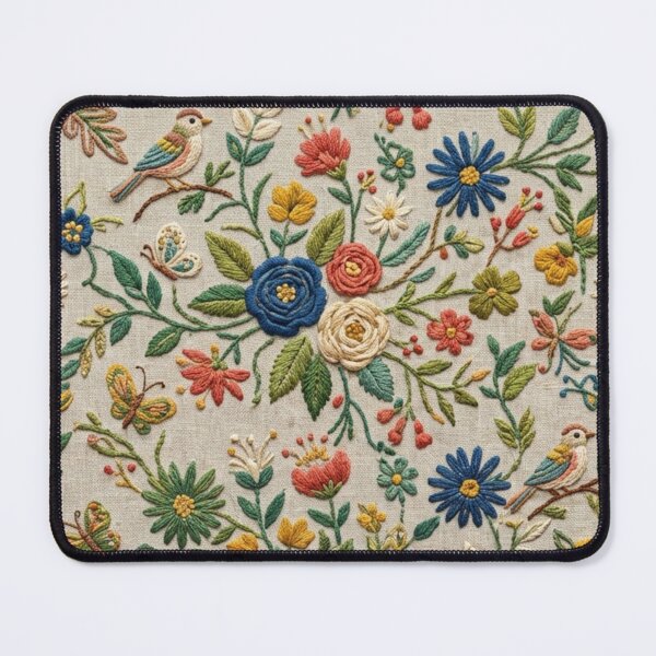 Item preview, Vintage Embroidered Floral Birds Seamless Pattern designed and sold by FashioonTrends.