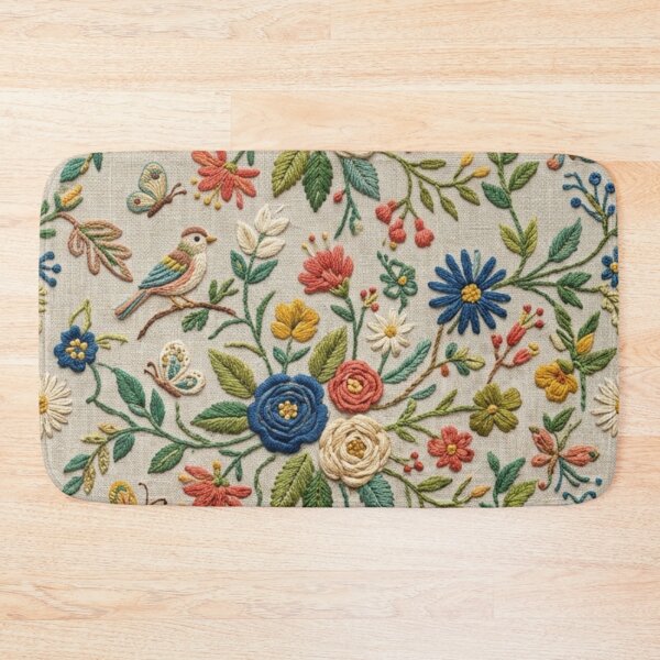 Item preview, Vintage Embroidered Floral Birds Seamless Pattern designed and sold by FashioonTrends.