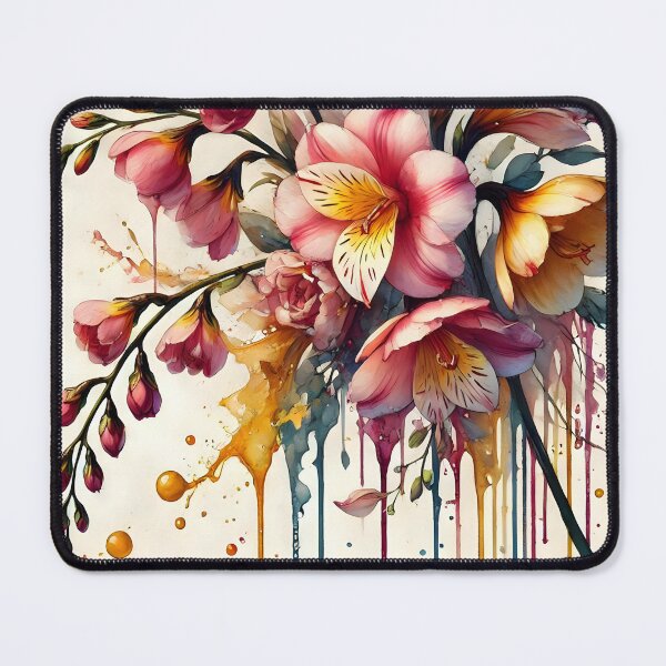 Item preview, Watercolor Freesias – Dripping Floral Bouquet Art designed and sold by EmeraldeaArt.
