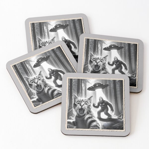 Item preview, Cat Selfie with Bigfoot & UFO Funny Sasquatch & Cat designed and sold by GreggRoss.