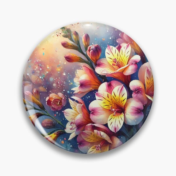 Item preview, Loose Watercolor Freesias – Pink and Yellow Floral Bouquet designed and sold by EmeraldeaArt.