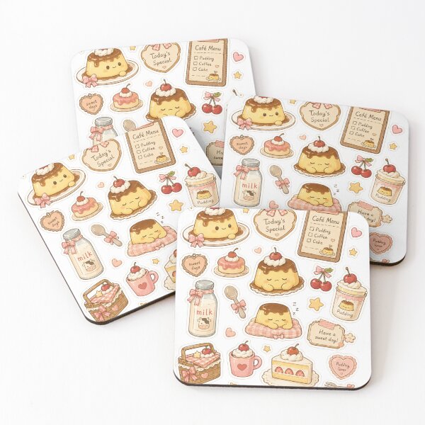 Item preview, Kawaii Pudding Café Sticker Collage designed and sold by Morivelle.