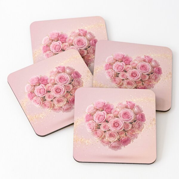 Item preview, Heart-Shaped Pink Roses with Golden Sparkles designed and sold by higgins5.
