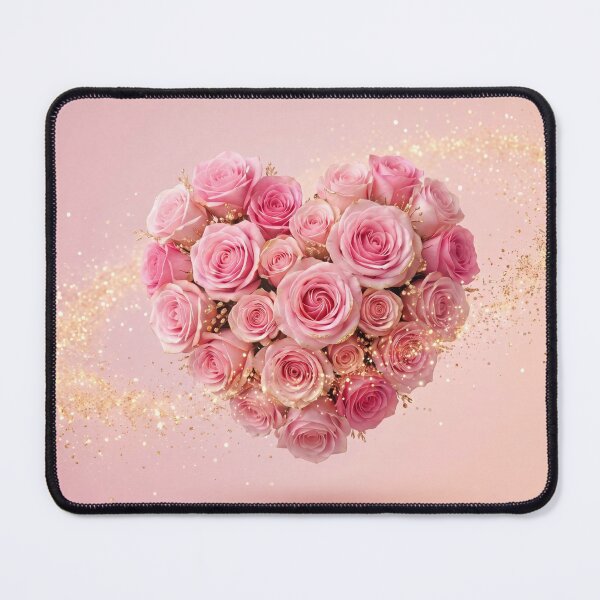 Item preview, Heart-Shaped Pink Roses with Golden Sparkles designed and sold by higgins5.