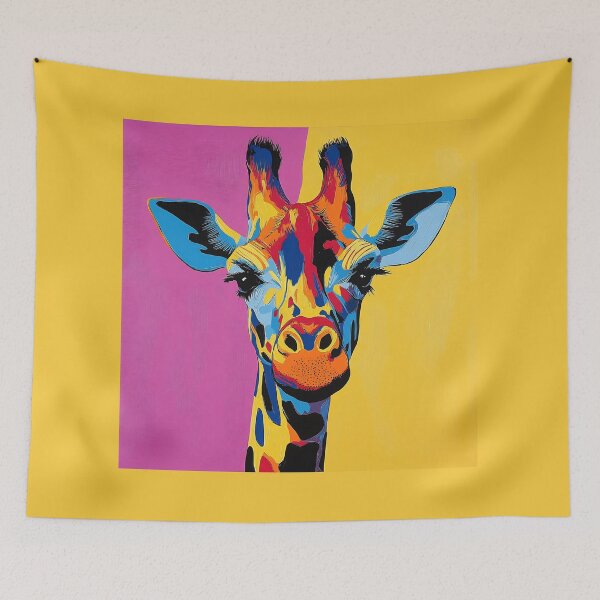 Item preview, Bold Colorful Giraffe Pop Art, Yellow Pink Graphic Animal Print designed and sold by daila70.