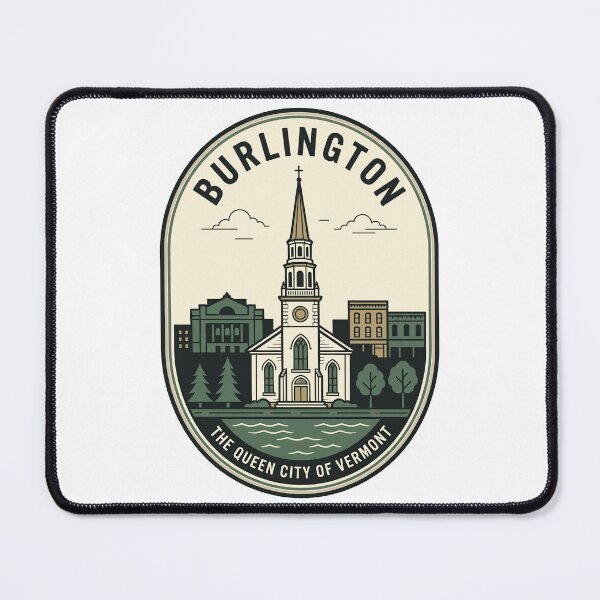 Item preview, Retro Burlington Vermont Queen City Skyline Badge designed and sold by k3rstman1.