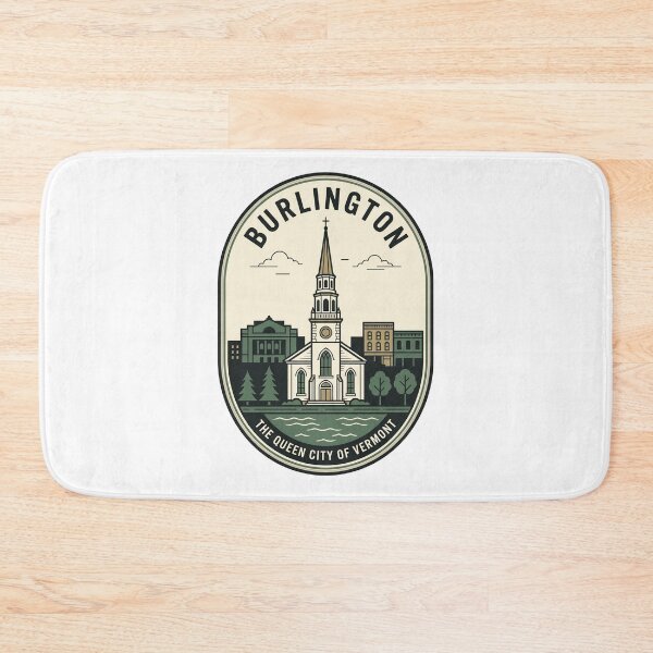 Item preview, Retro Burlington Vermont Queen City Skyline Badge designed and sold by k3rstman1.