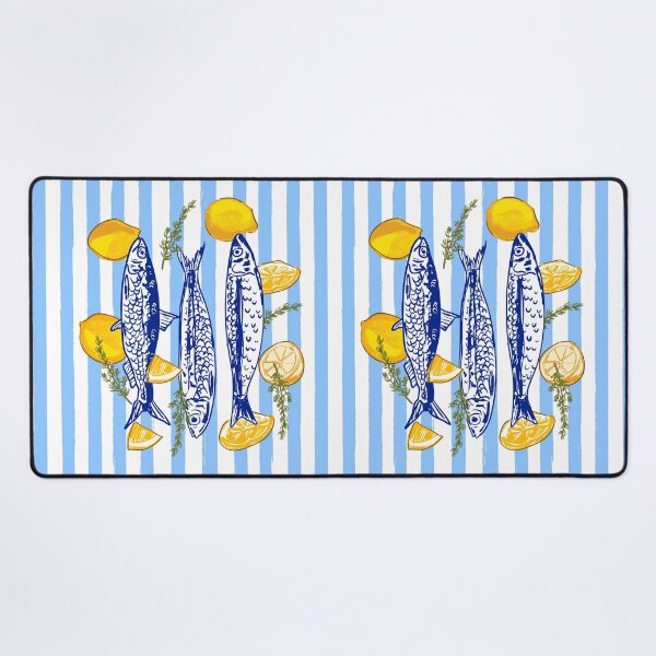 Item preview, Lemons and Sardines Summer Coastal Mediterranean Illustration designed and sold by MaiZephyr.