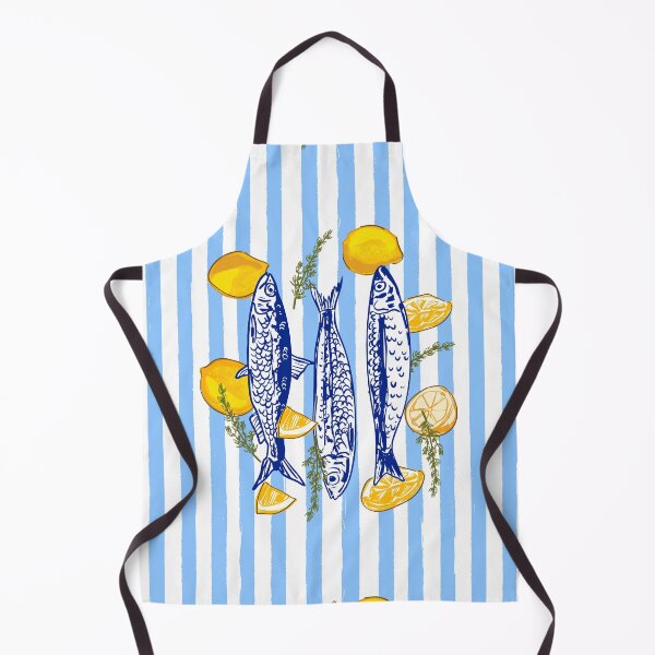 Item preview, Lemons and Sardines Summer Coastal Mediterranean Illustration designed and sold by MaiZephyr.